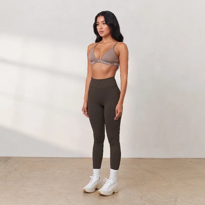 Yoga Pants for Deep Poses -Cosy Ribbed Leggings - Espresso