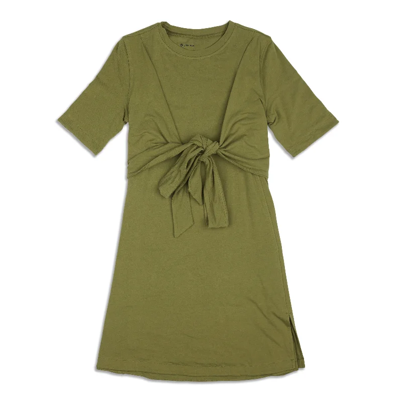 Yoga Tops for Hot and Cold Yoga Practices -Cotton Wrap-Front T-Shirt Dress