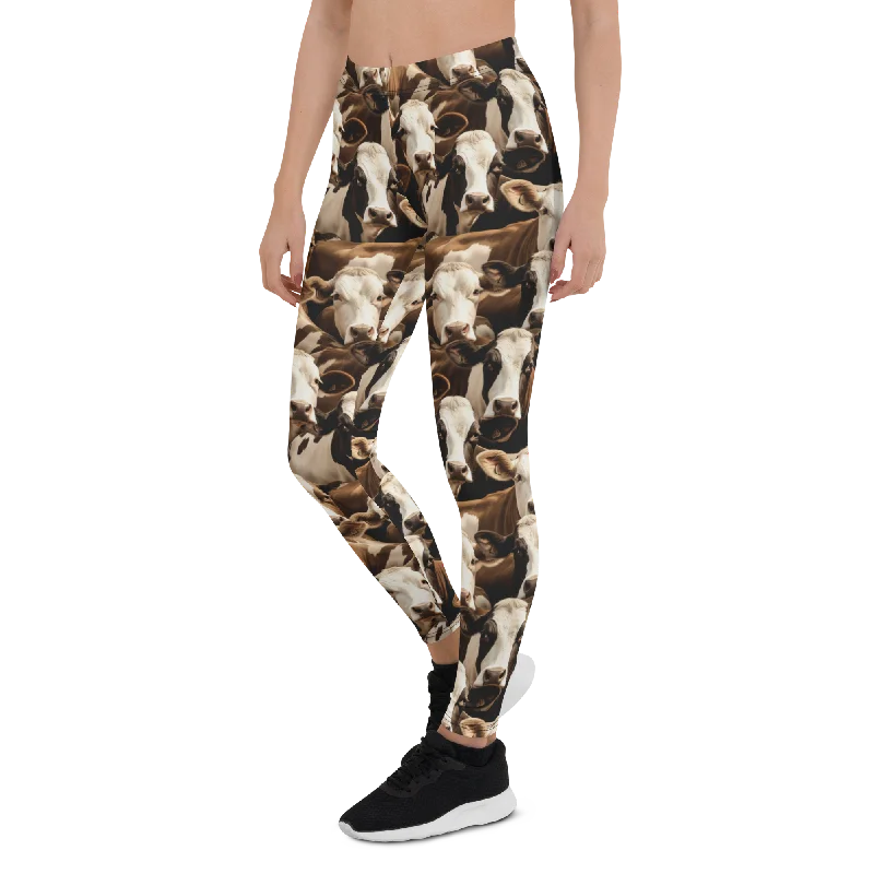 Soft Yoga Pants for Comfortable Stretching -Cow Herd Leggings