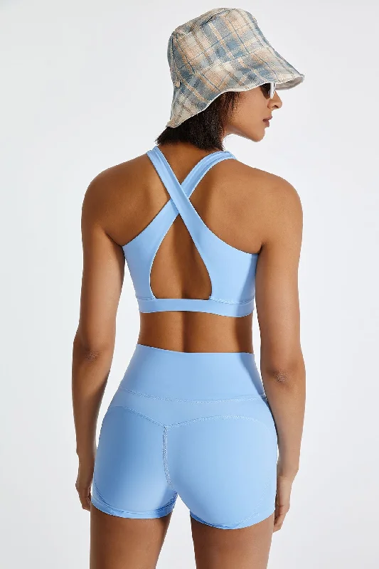 Vegan Energy Yoga Bars -Cross Straps Cutout Back Sports Bra