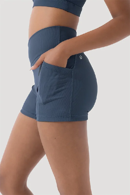Yoga Shorts for Women’s Yoga Practice -Crisscross Hourglass® Midi Shorts with Pockets (Ribbed) - Dark Navy Yoga Shorts for Women’s Yoga Practice -Crisscross Hourglass® Midi Shorts with Pockets (Ribbed) - Dark Navy