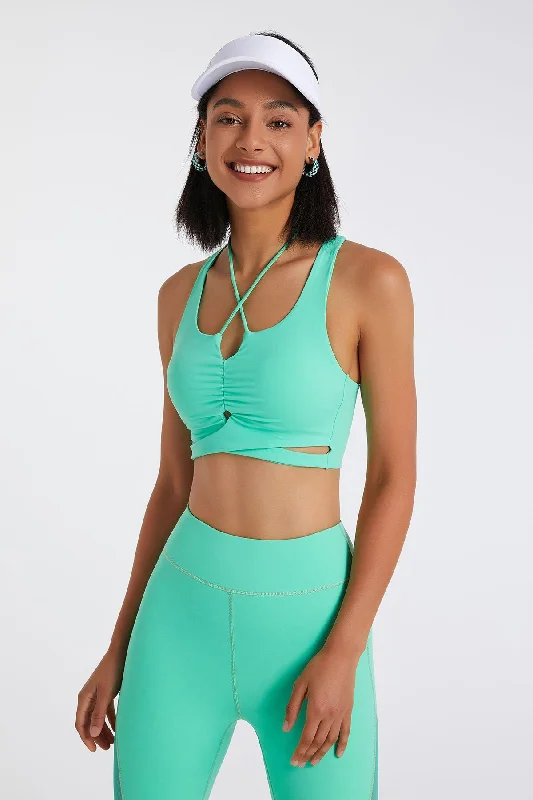 Yoga Bars for Yoga and Pilates -Strappy Halter Neck Crossover Sports Bra