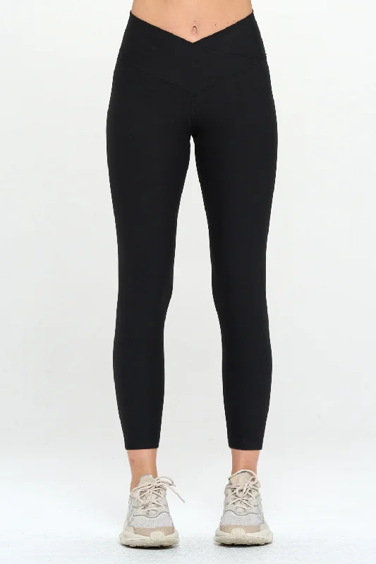 High-Waisted Yoga Pants for Extra Support -Cristina - Black - Cross Over 7/8 Compression Legging (High-Waist) High-Waisted Yoga Pants for Extra Support -Cristina - Black - Cross Over 7/8 Compression Legging (High-Waist)