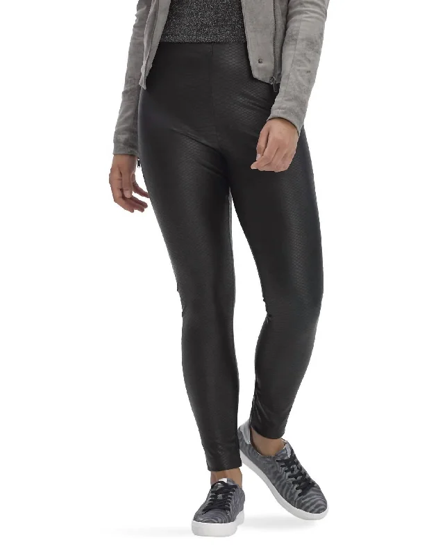 Comfortable Yoga Shorts -Croco Leatherette High Rise Leggings In Black