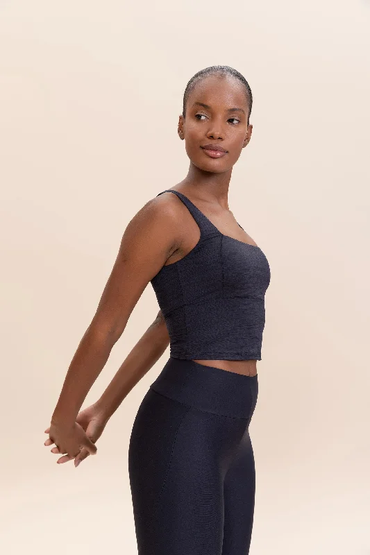 Yoga Tops with Customizable Fit for Every Body -Crop Cross Melange Tank Top