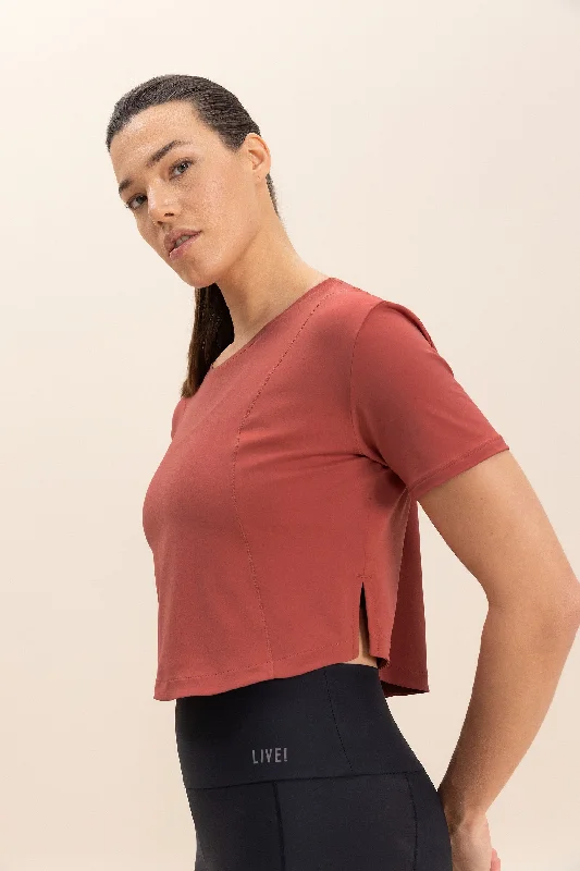 Yoga Tops for Relaxing Flexibility -Cropped Mullet Broad T-Shirt