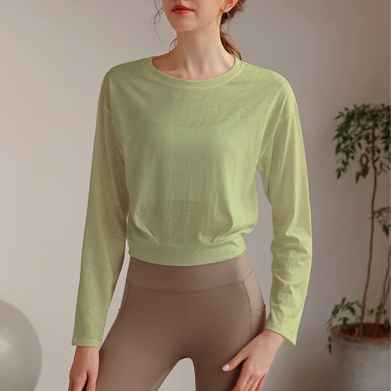 Yoga Tops for Stretching and Poses -Cropped Pullover