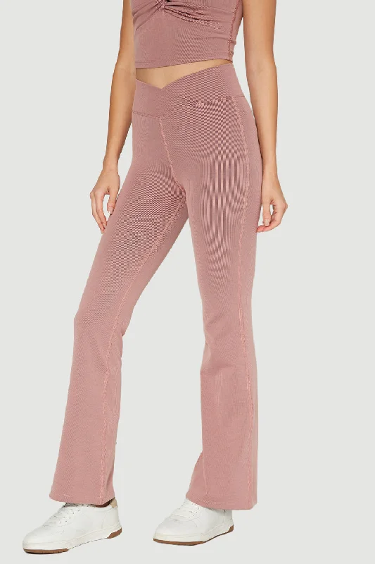 Flexible Fit Yoga Pants for All-Day Wear -Cross Front Flare Leggings