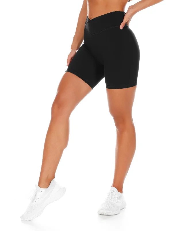 Yoga Shorts for Flexibility and Relaxing -Cross Over Shorts - Black