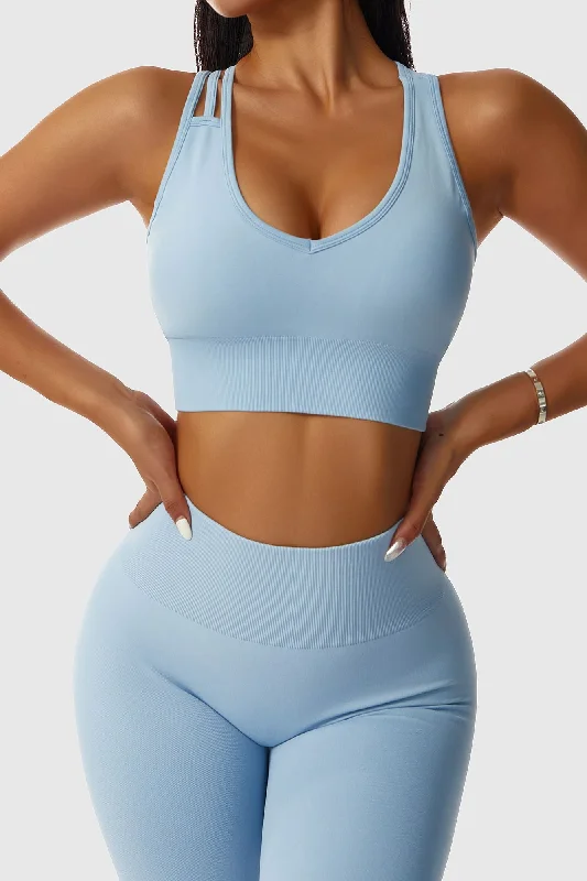 Yoga Bar with Spirulina and Chlorella -Asymmetric Cross Strap Seamless Sports Bra