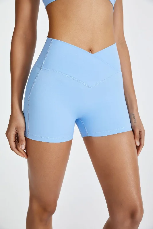 Yoga Shorts for Toning and Flexibility -High-Rise Workout Crossover Waistband Shorts