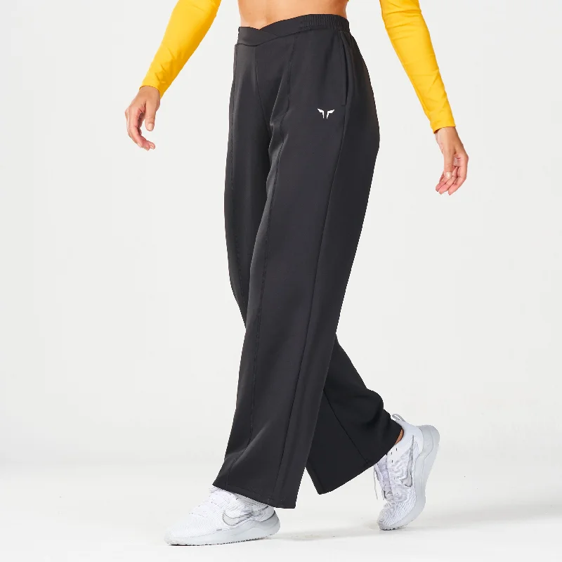 Compression Yoga Pants -Crossover Straight Pants - Black