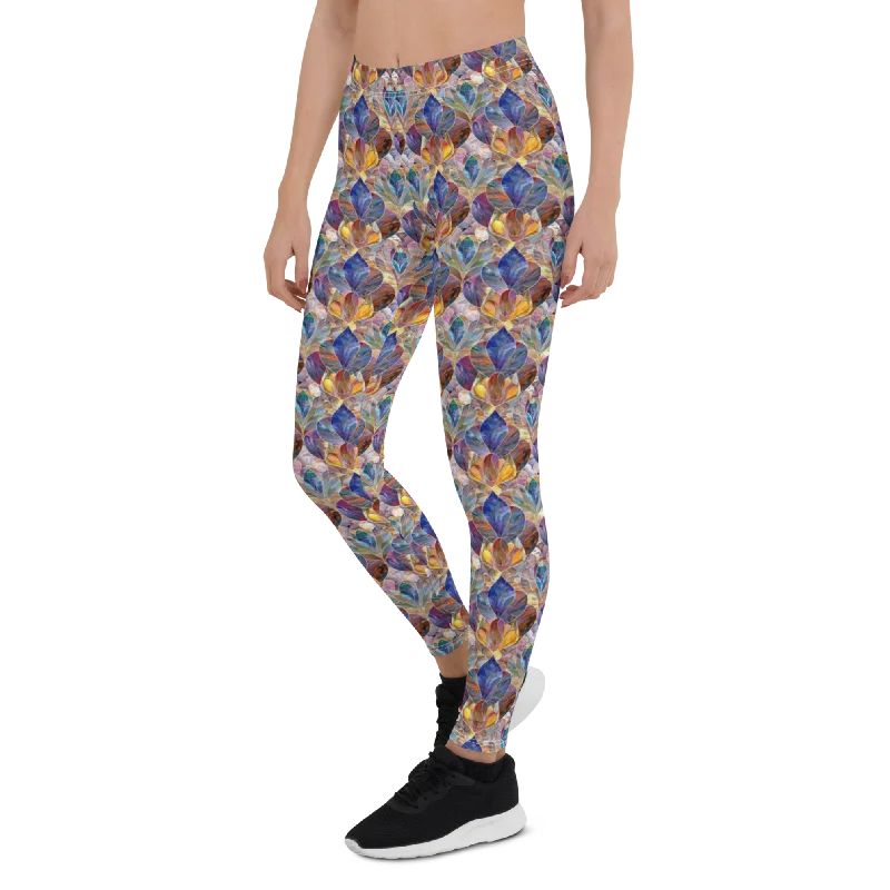 High Compression Leggings -Crystal Flower Leggings