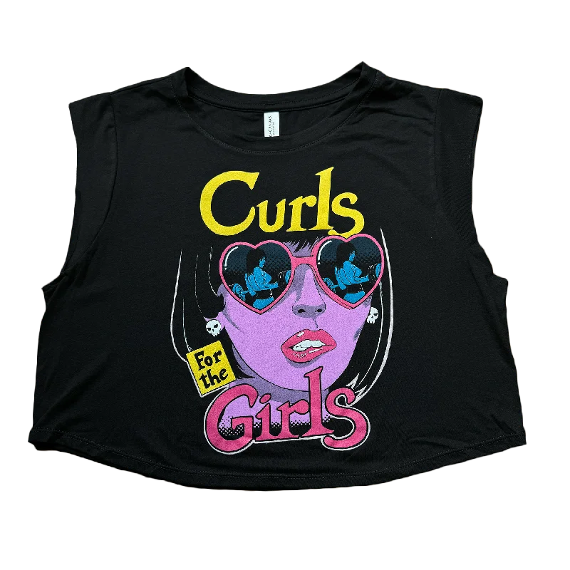 Stretch Yoga Tops for Flexibility -CURLS For The GIRLS (Black Crop Top Tank LIMITED Edition)