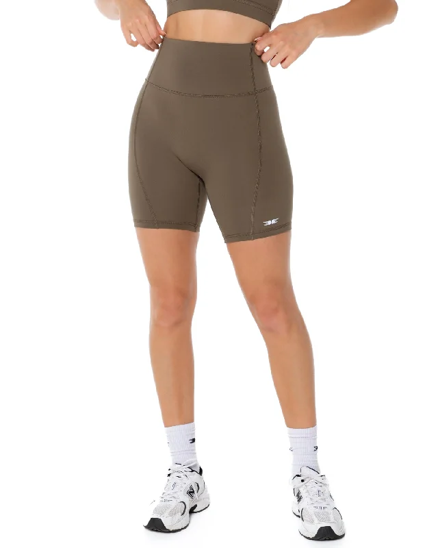 Stretchable Yoga Shorts for Women’s Fitness -Curve Shorts - Dusty Khaki