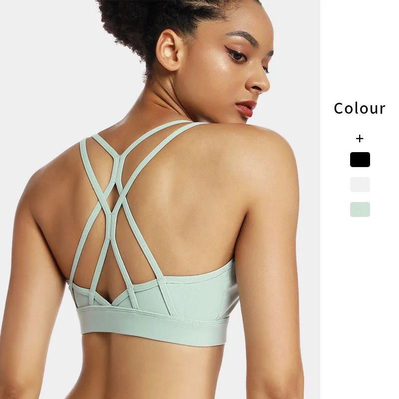 Stylish Yoga Tops for Fitness Enthusiasts -Yoga fitness shockproof sports vest Thin strap sexy Yoga bra 3 colors