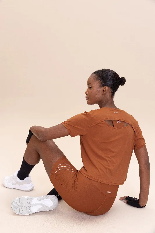 High-Waisted Yoga Tops -Cut Out Broad T-shirt