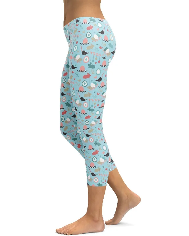 Yoga Pants for Fitness and Recovery -Cute Easter Pattern Capris
