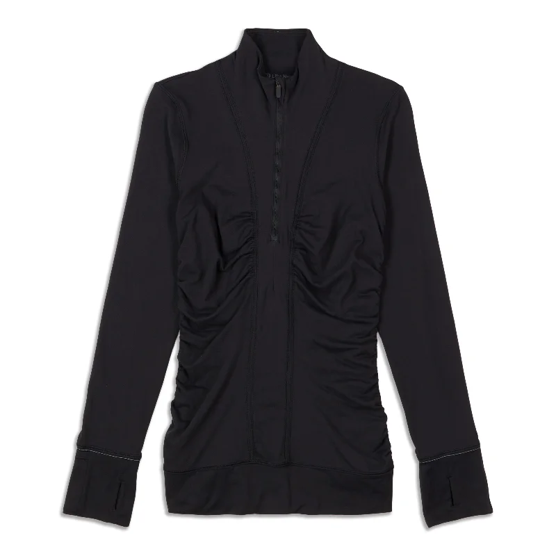 Yoga Tops with Breathable Mesh Details -Cypress Kiss Zip Long Sleeve Shirt - Resale