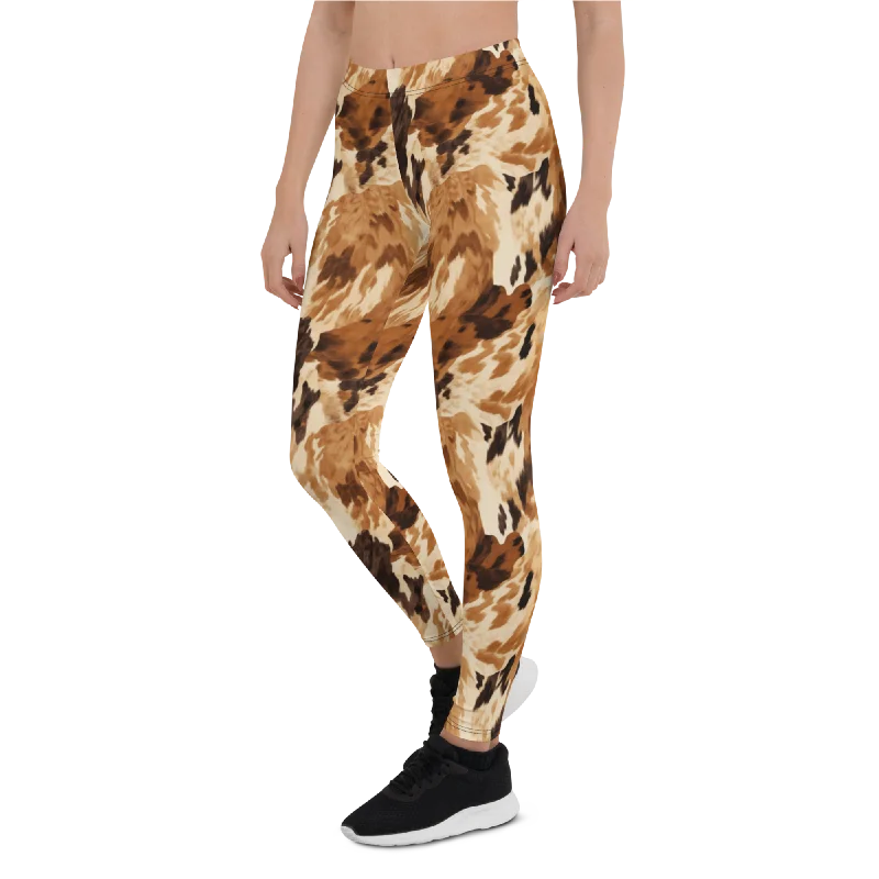 Ultra-Fit Yoga Pants for Full Range of Motion -Dark Cow Print Leggings