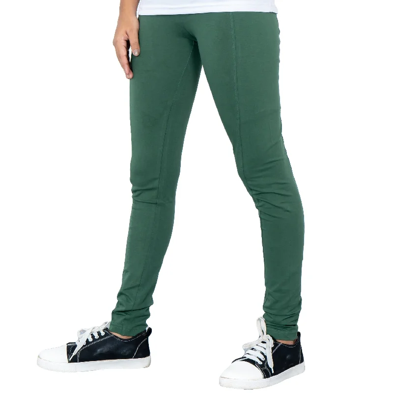 Yoga Pants for High-Intensity Workouts -Dark Green Adults Leggings with Pockets