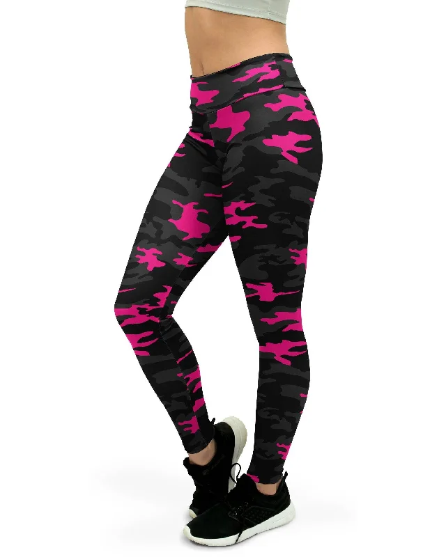Women's Yoga Pants for All Styles -Dark Pink Camo Yoga Pants