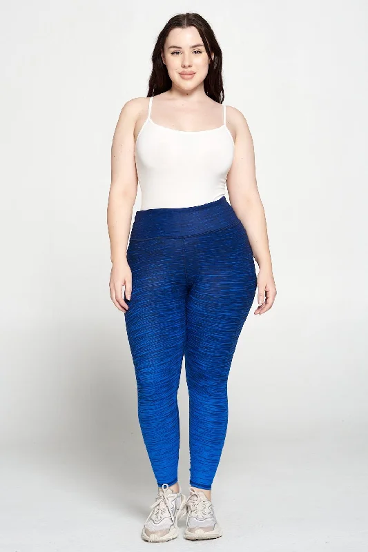 Breathable Yoga Pants for Performance -+ Dark Royal Blue Ombre 7/8 Legging - Plus Size Breathable Yoga Pants for Performance -+ Dark Royal Blue Ombre 7/8 Legging - Plus Size
