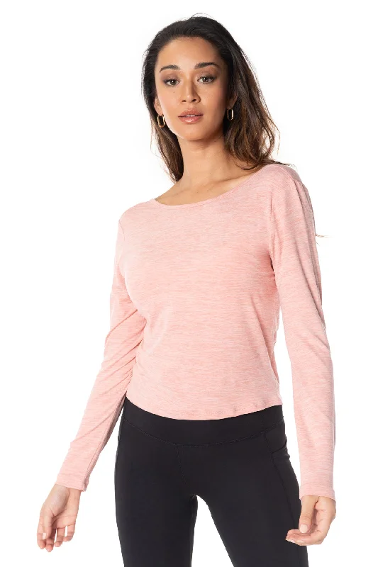 High-Cut Yoga Tops for More Coverage -Day-To-Day Agency Crisscross Back Long Sleeve Top