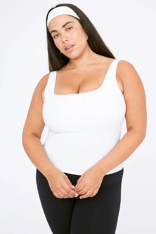 Women's Yoga Tops with Breathable Design -DAYFLEX BUILT-IN SUPPORT ESSENTIAL SQUARE NECK VEST - WHITE Women's Yoga Tops with Breathable Design -DAYFLEX BUILT-IN SUPPORT ESSENTIAL SQUARE NECK VEST - WHITE