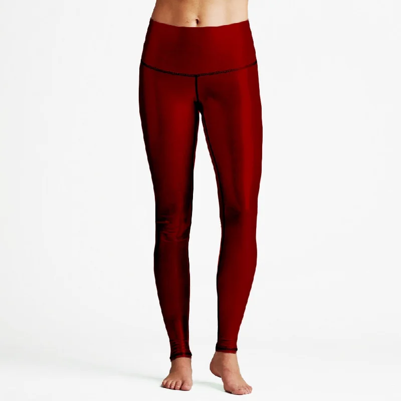 Premium Yoga Pants for Movement -Deep Red Foil High Waist Womens Yoga Leggings