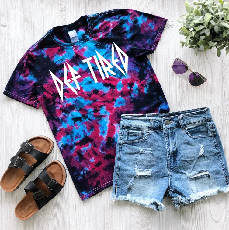 Eco-Friendly Yoga Tops for Women -DEF TIRED • Tie-Dye Tee