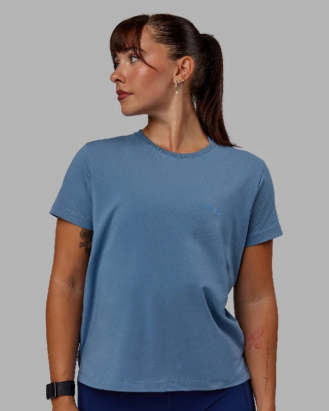 Yoga Tops for Easy Movement and Comfort -Deluxe PimaFLX Tee - Elemental Blue