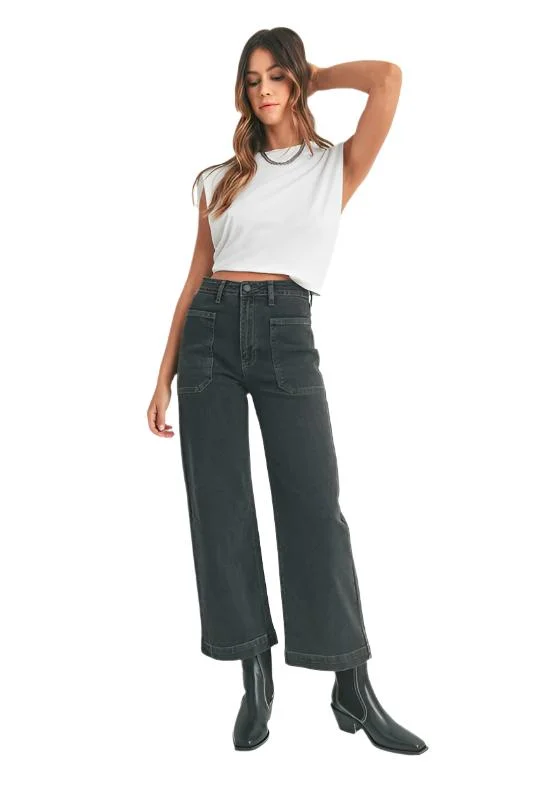 Yoga Shorts with Smooth Waist Fit -JUST JEANS USA DENIM UTILITY PANTS High Rise Wide Leg Yoga Shorts with Smooth Waist Fit -JUST JEANS USA DENIM UTILITY PANTS High Rise Wide Leg