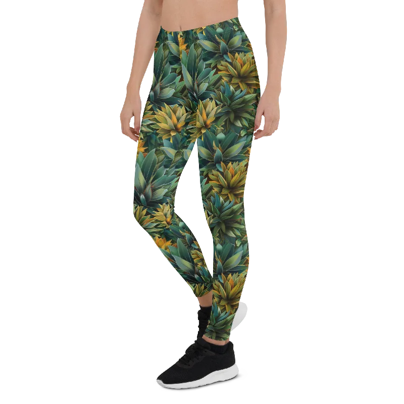 High-Waisted Yoga Pants for Full Comfort -Desert Plant Leggings