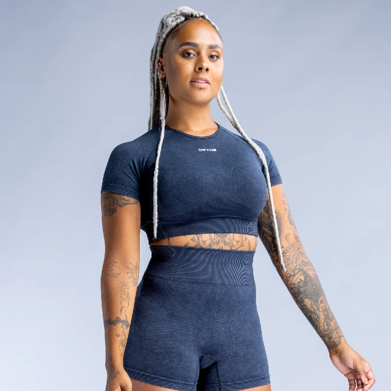 Fitted Yoga Tops for Yoga Class -Valkyrie Acid Wash Crop Top