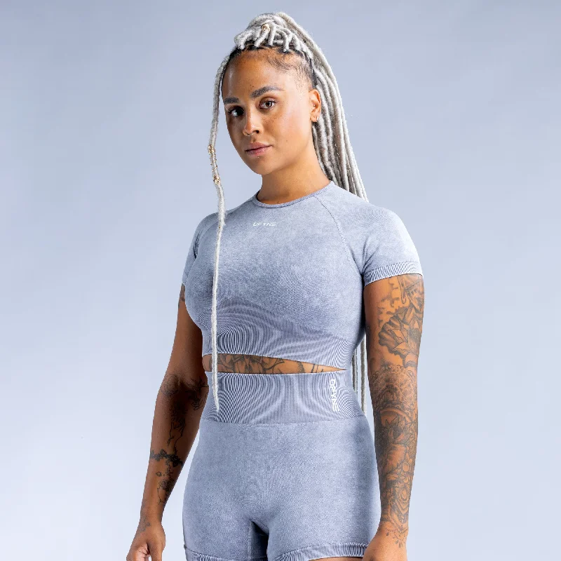 Women's Yoga Tops for Flexibility and Comfort -Valkyrie Acid Wash Crop Top