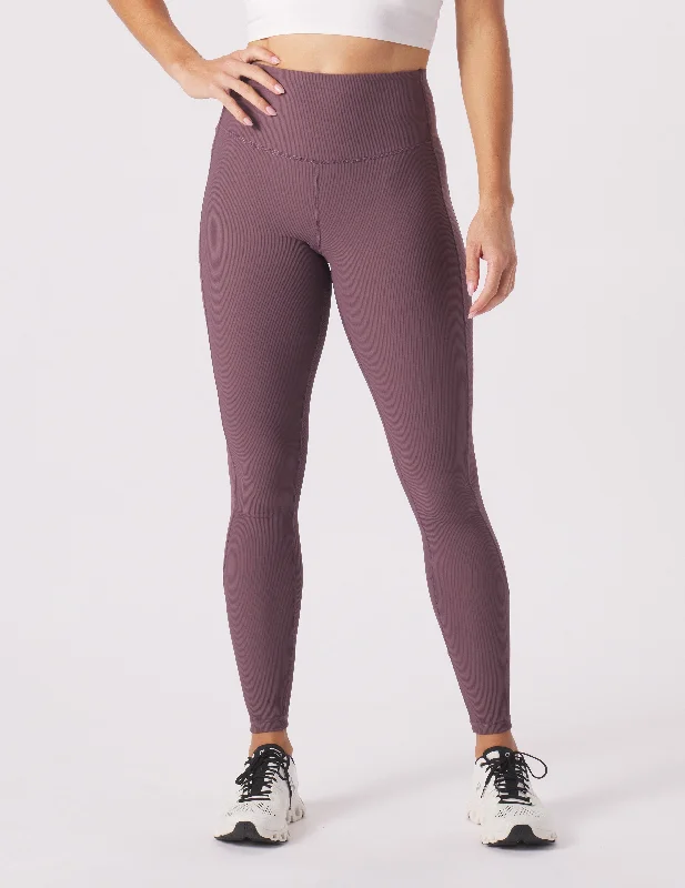 Performance Yoga Pants for Strength -Directional Legging: Berry Wine
