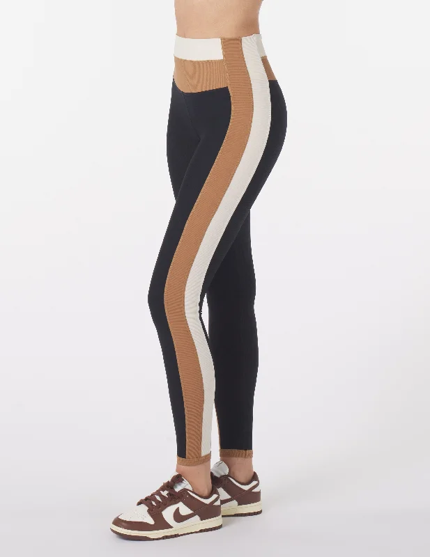Yoga Pants for Maximum Comfort and Flexibility -Directional Legging: Black Oatmilk/Almond Contrast Yoga Pants for Maximum Comfort and Flexibility -Directional Legging: Black Oatmilk/Almond Contrast