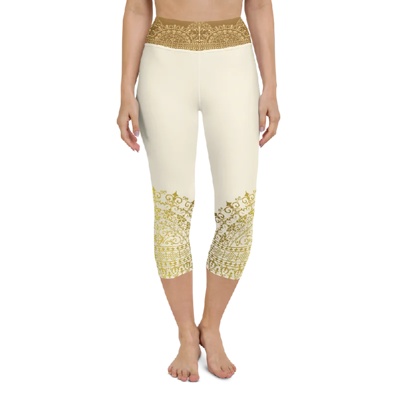 Soft Stretch Yoga Pants -Divya High Waist Womens Yoga Capri Leggings