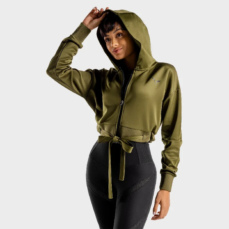 Stylish Yoga Tops for Fitness Routine -Do-Knot Hoodie - Khaki
