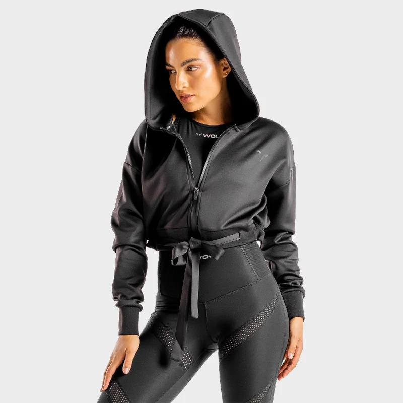 Yoga Tops for High-Impact Workouts -Do-Knot Hoodie - Onyx