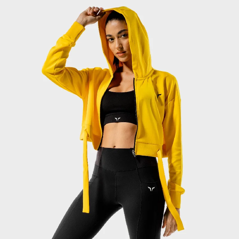 High-Waisted Yoga Tops for Better Fit -Do-Knot Hoodie - Yellow