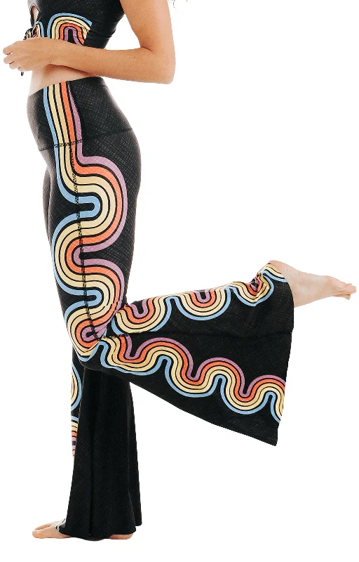Soft Yoga Pants for Everyday -Double Rainbow Printed Bell Bottoms
