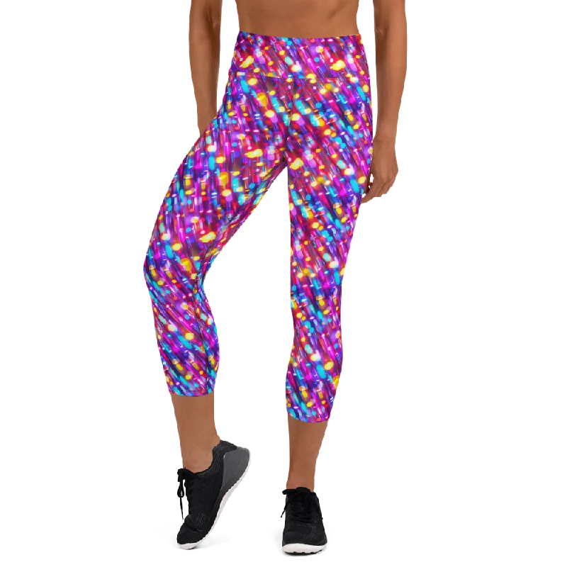 High-Waisted Yoga Pants for Tummy Control -Downtown Nights Yoga Capris