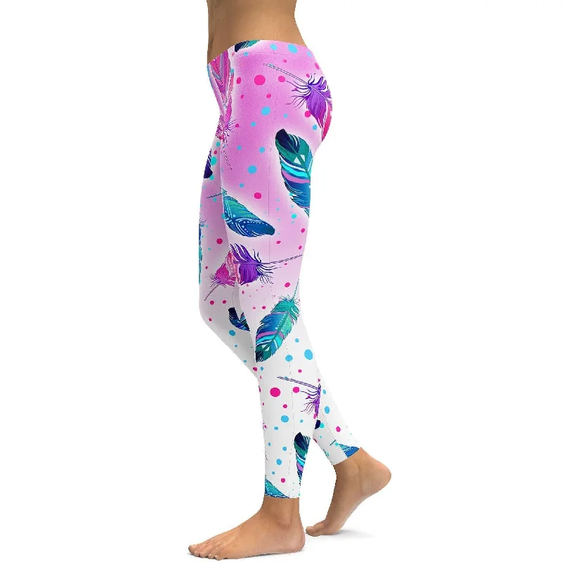 Versatile Yoga Pants for Every Practice -Dreamy Falling Feathers Leggings