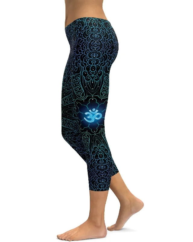 Breathable Full-Length Yoga Pants for Comfort -Dreamy OM Capris