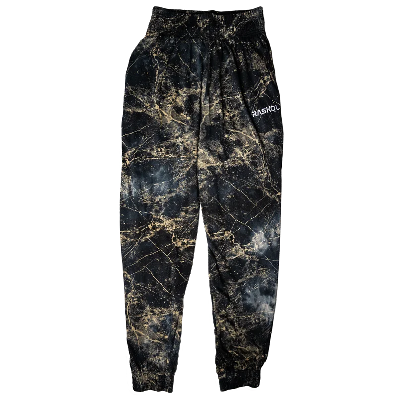 Women's Full-Length Yoga Pants -DUMP COVER 2.0 (BLACK NEBULA Parachute Pants)
