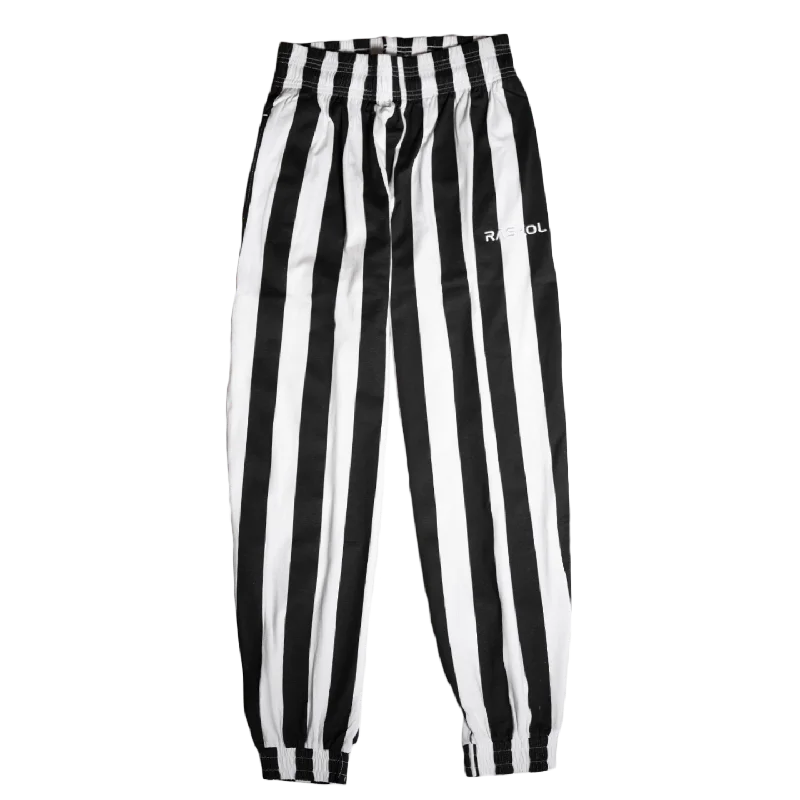 Women's High-Waisted Yoga Pants -DUMP COVER 2.0 (WHITE STRIPED Parachute Pants)