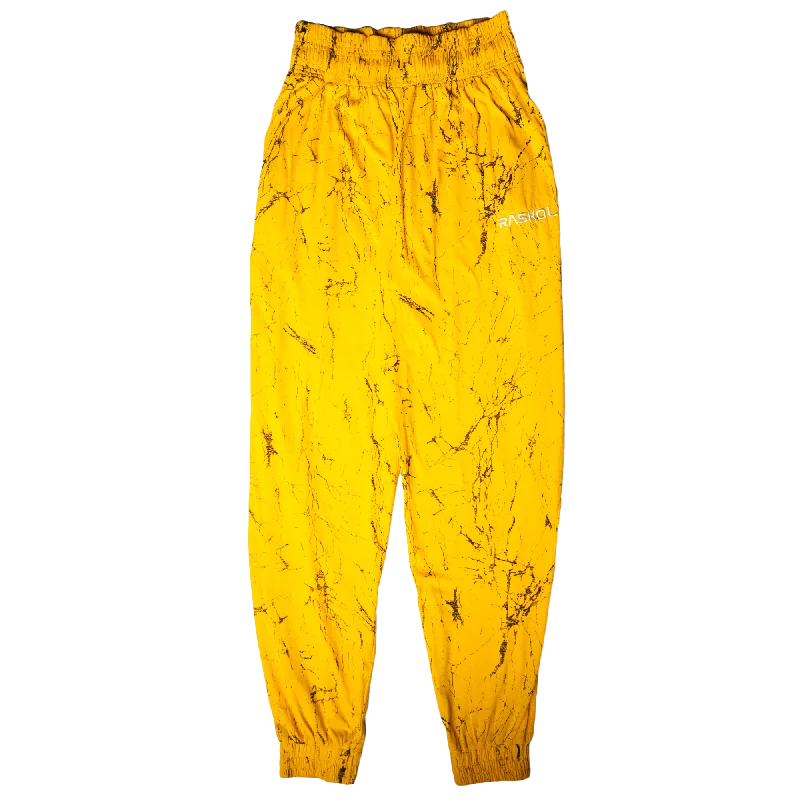 Yoga Pants for Hot Yoga -DUMP COVER 2.0 (YELLOW MARBLE Parachute Pants)