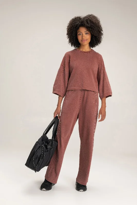 Yoga Tops for Relaxed Yoga and Poses -Dye Washed Cropped Sweatshirt